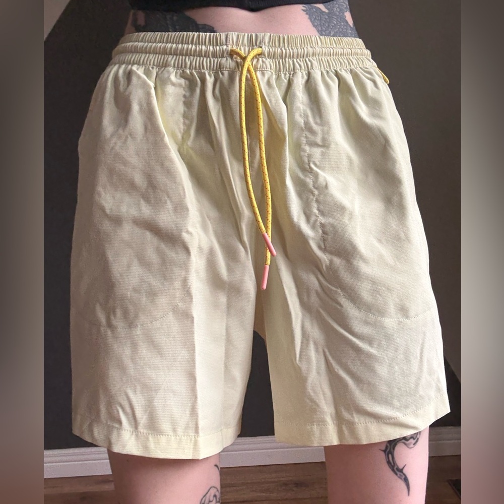 Outdoor Voices lime Perforated Fabric workout shorts